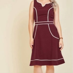 ModCloth A Lot to Author A-Line Dress Burgundy 1X